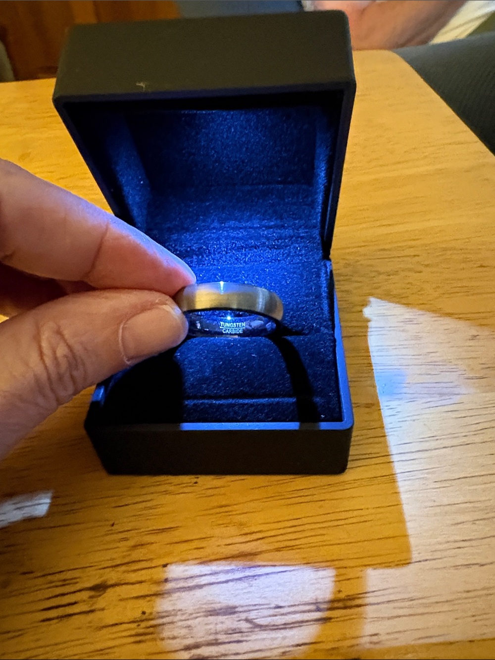 Tungsten Carbide Men's Gun Metal and Black Edge Ring size 12